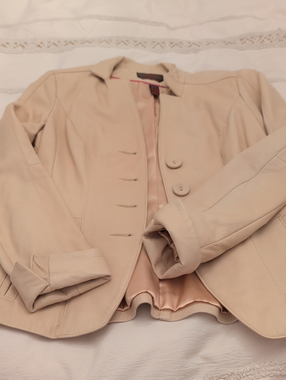 Danier Soft Light Beige Genuine Leather Blazer